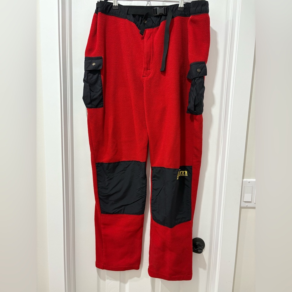 Vintage Fleece Double Knee Red and Black Men Pants Adjustable CLEAR OUT SALE